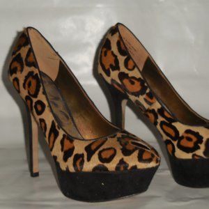 Sam Edelman Niland Leopard print platform peep hole Stilettos